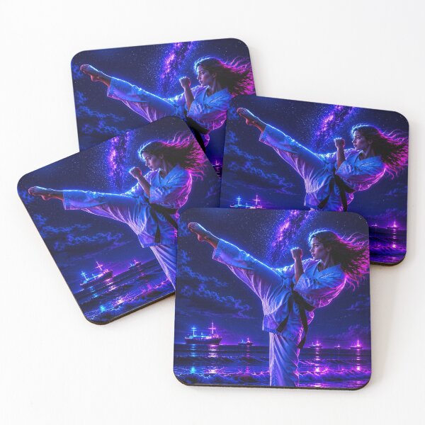 Item preview, ⚡ Cyberpunk Karate Fighter | Neon Martial Arts designed and sold by NeonRealmsStudio.
