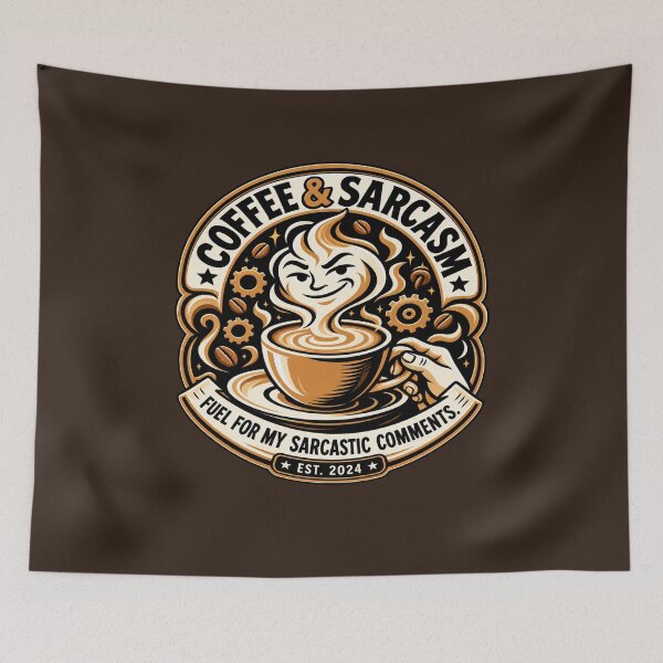 Item preview, Coffee & Sarcasm Retro Coffee Badge designed and sold by FABIOLA1970.