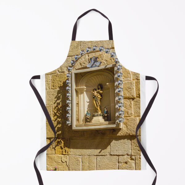 Item preview, Golden Madonna And Child Statue In Stone Wall Shrine Niche With Decorative Star Lights designed and sold by Nmallia.