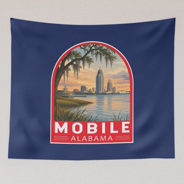 Item preview, Mobile Alabama Travel Art Emblem designed and sold by KrisSidDesigns.