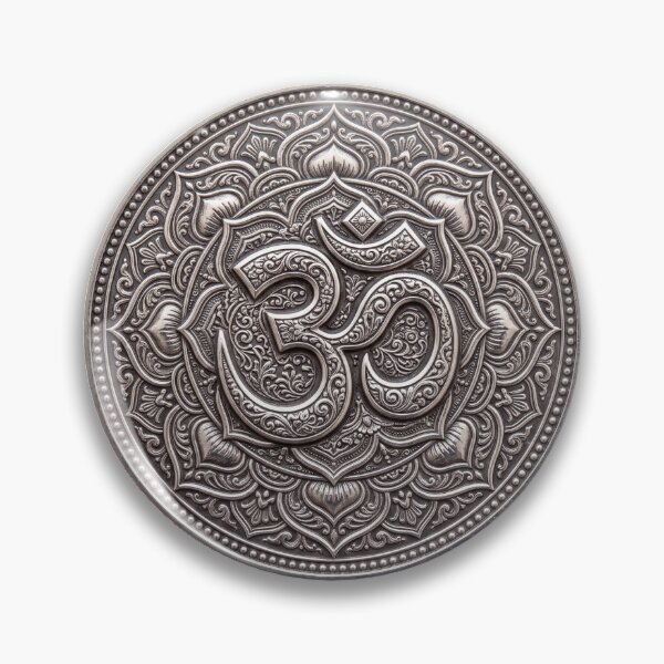 Item preview, Silver Om Symbol Coin Art | Hindu Sacred Coin Design designed and sold by CosmicLotusArt.