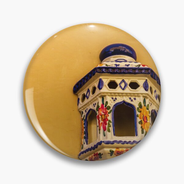 Item preview, Colorful Talavera Ceramic Wall Lantern Mounted On Yellow Stucco Wall For Architectural Decor designed and sold by Nmallia.