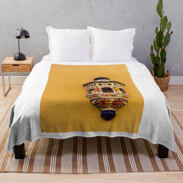 Item preview, Colorful Talavera Ceramic Wall Lantern Mounted On Yellow Stucco Wall For Architectural Decor designed and sold by Nmallia.