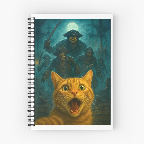 Item preview, Scared cat Selfie with Zombie Pirates Funny Halloween Outfit For Men Women designed and sold by MullenMich.