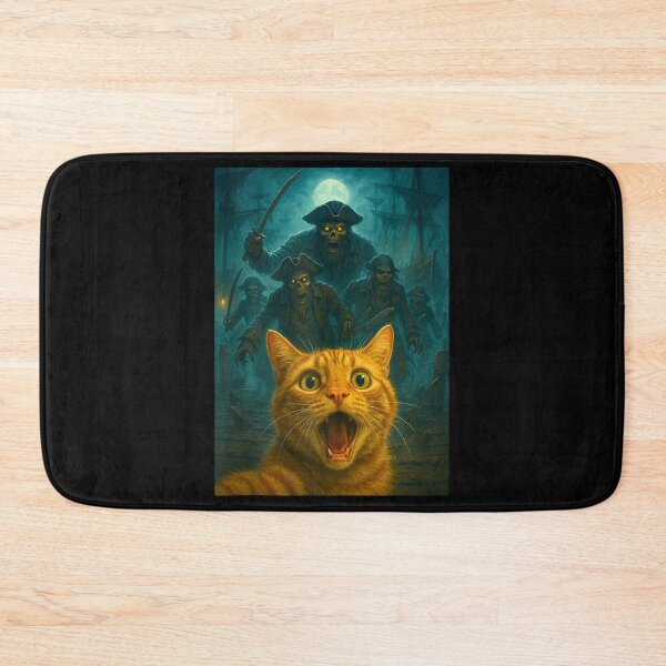Item preview, Scared cat Selfie with Zombie Pirates Funny Halloween Outfit For Men Women designed and sold by MullenMich.