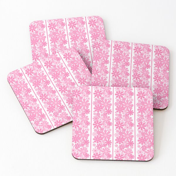 Item preview, Retro Floral Stripe 60s 70s Aesthetic Pattern with Pink Flowers designed and sold by kierkegaard.