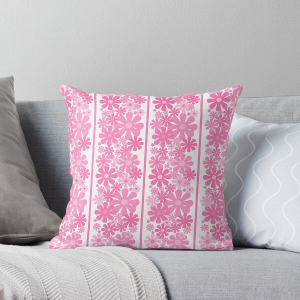 Item preview, Retro Floral Stripe 60s 70s Aesthetic Pattern with Pink Flowers designed and sold by kierkegaard.
