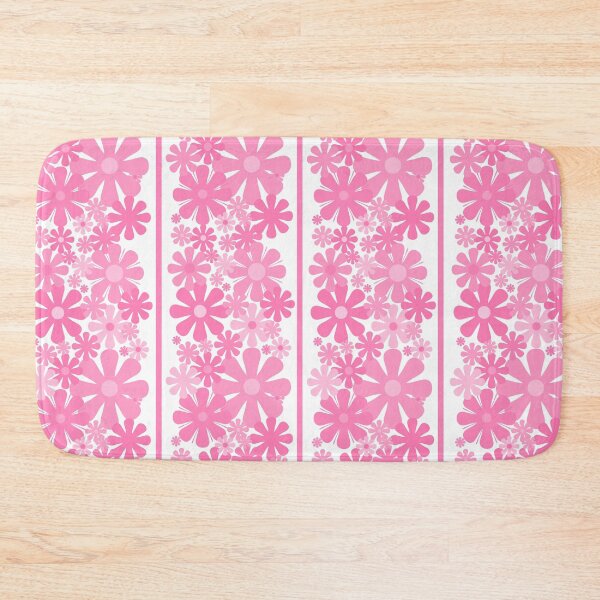 Item preview, Retro Floral Stripe 60s 70s Aesthetic Pattern with Pink Flowers designed and sold by kierkegaard.