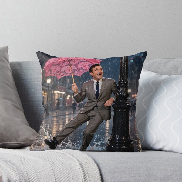 Item preview,  Singing in the Rain - Joyful Man with Pink Lace Umbrella | Vintage Musical designed and sold by Ela Art Space .