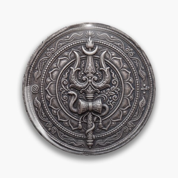Item preview, Silver Trishul Coin Art | Hindu Sacred Coin Design designed and sold by CosmicLotusArt.