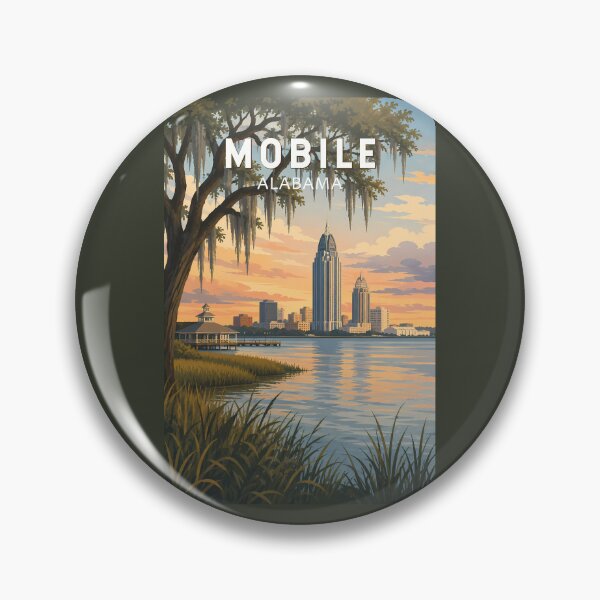 Item preview, Mobile Alabama Illustration Travel Art Vintage designed and sold by KrisSidDesigns.