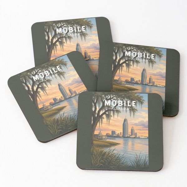 Item preview, Mobile Alabama Illustration Travel Art Vintage designed and sold by KrisSidDesigns.