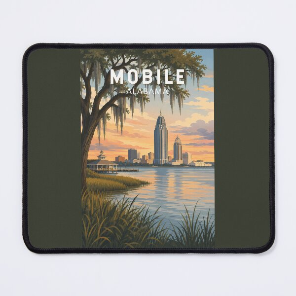 Item preview, Mobile Alabama Illustration Travel Art Vintage designed and sold by KrisSidDesigns.