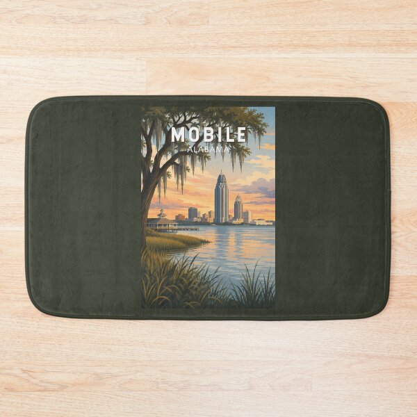 Item preview, Mobile Alabama Illustration Travel Art Vintage designed and sold by KrisSidDesigns.