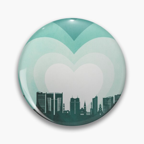 Item preview, Dar es Salaam Skyline Hearts Teal designed and sold by ArtPrints.