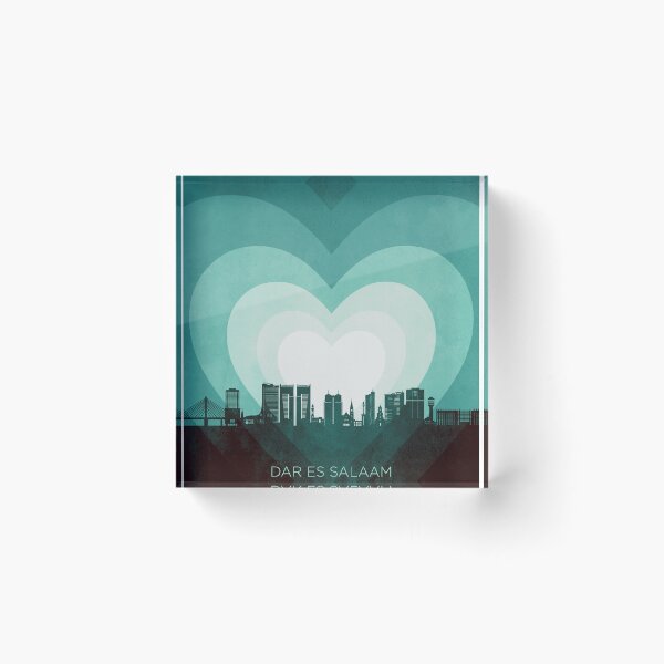 Artikelvorschau, Skyline von Dar es Salaam, Herzen in Türkis entworfen und verkauft von ArtPrints.