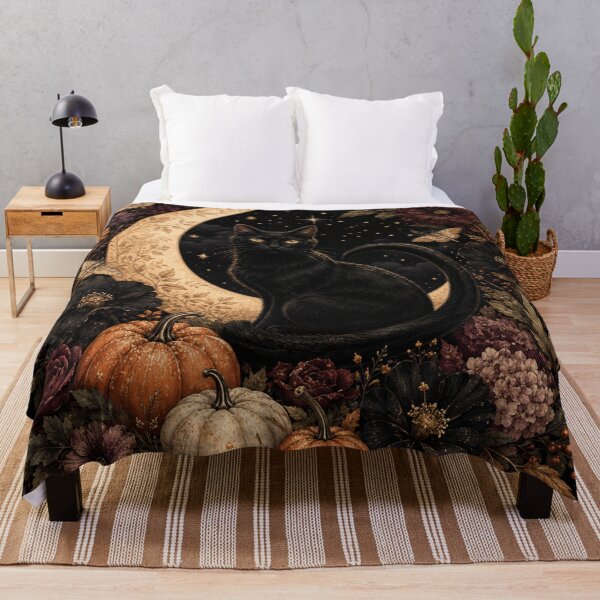 Item preview, Botanical Black Cat – Celestial Autumn Moon Garden Art designed and sold by astersgraphics.