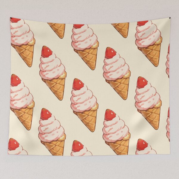 Item preview, Strawberry Ice Cream Cone Pattern – Retro Summer Dessert 1 designed and sold by SimplePoDesign.