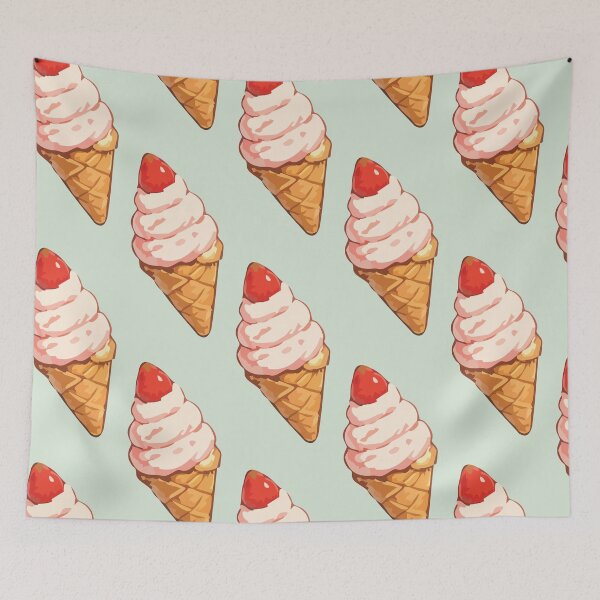 Item preview, Strawberry Ice Cream Cone Pattern – Retro Summer Dessert 2 designed and sold by SimplePoDesign.