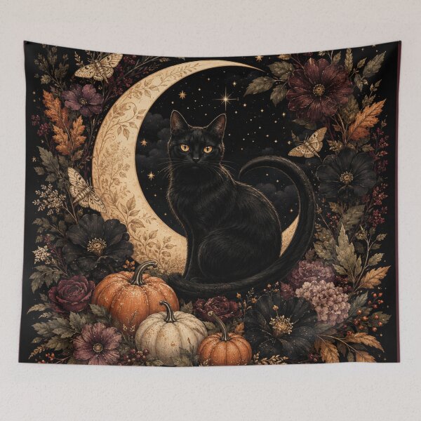 Item preview,  Botanical Black Cat – Celestial Autumn Moon Garden Art designed and sold by astersgraphics.