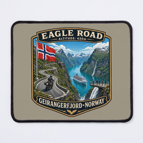 Item preview, Eagle Road Norway Geiranger Scenic Mountain Pass Motorcycle Sticker TShirt 01 designed and sold by OuterShellUK.