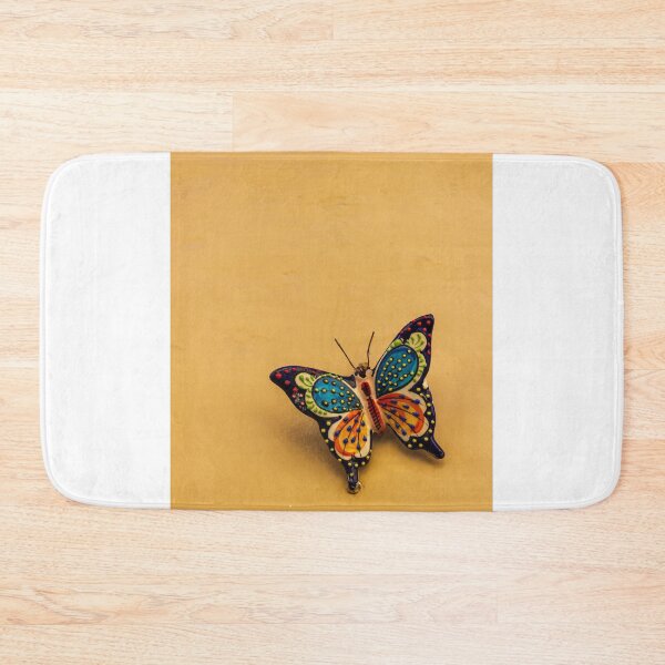 Item preview, Colorful Ceramic Butterfly Mounted on Yellow Wall Decorative Hand-Painted Ornament With Textured Background designed and sold by Nmallia.