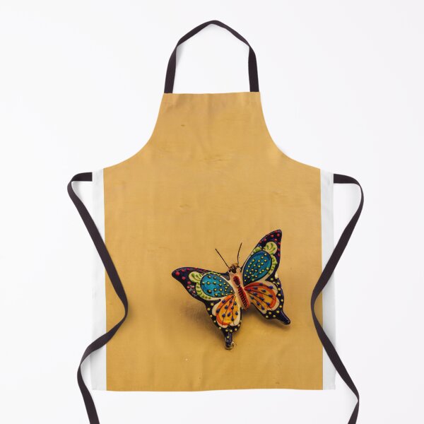 Item preview, Colorful Ceramic Butterfly Mounted on Yellow Wall Decorative Hand-Painted Ornament With Textured Background designed and sold by Nmallia.