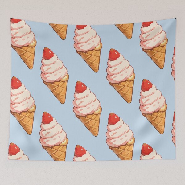 Item preview, Strawberry Ice Cream Cone Pattern – Retro Summer Dessert 3 designed and sold by SimplePoDesign.