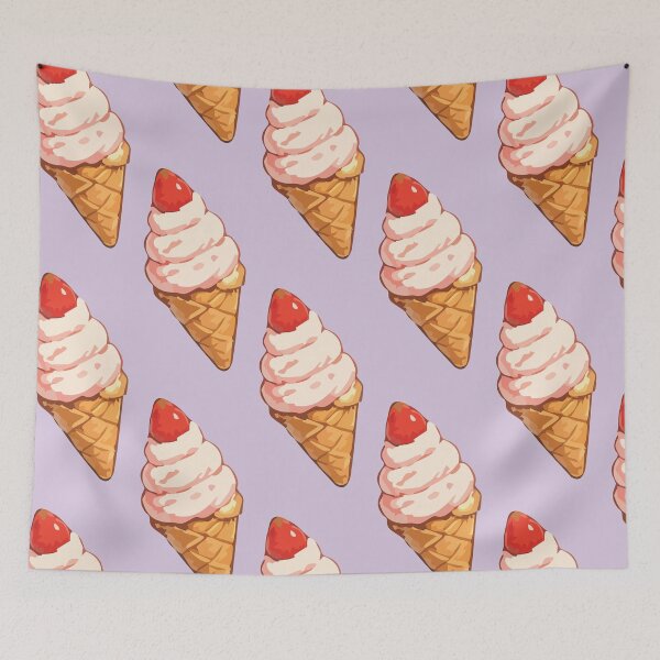 Item preview, Strawberry Ice Cream Cone Pattern – Retro Summer Dessert 4 designed and sold by SimplePoDesign.