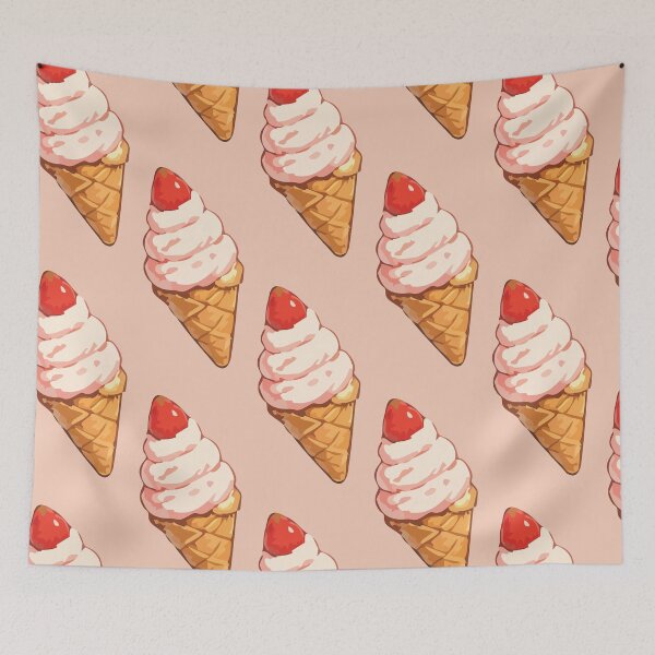 Item preview, Strawberry Ice Cream Cone Pattern – Retro Summer Dessert 5 designed and sold by SimplePoDesign.
