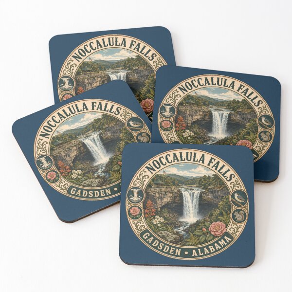 Item preview, Noccalula Falls Alabama Illustration Travel Art Badge designed and sold by KrisSidDesigns.