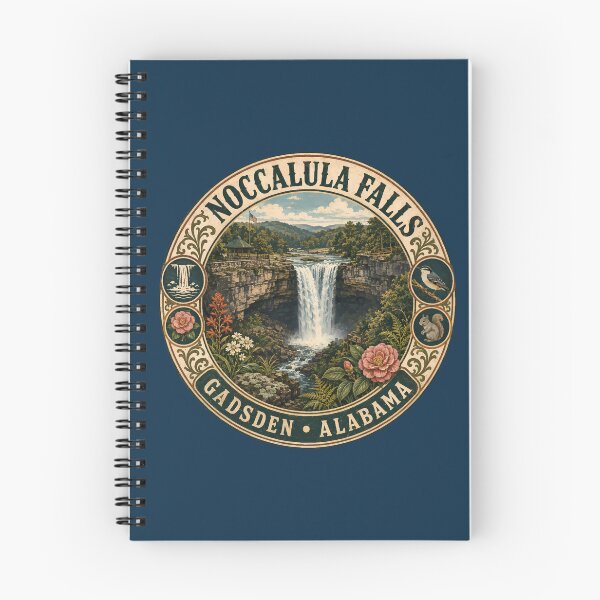 Item preview, Noccalula Falls Alabama Illustration Travel Art Badge designed and sold by KrisSidDesigns.