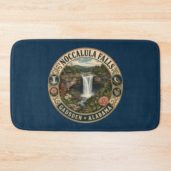 Item preview, Noccalula Falls Alabama Illustration Travel Art Badge designed and sold by KrisSidDesigns.