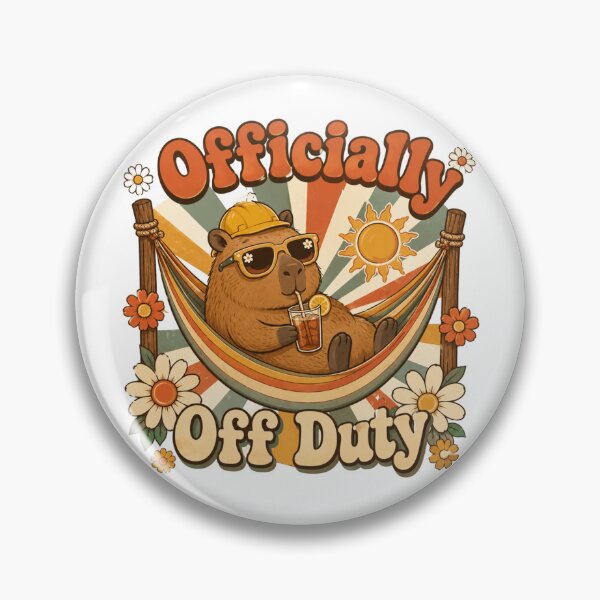 Item preview, Officially Off Duty Capybara Retro 70s Funny Work Vacation Design designed and sold by InspiredCreatives.