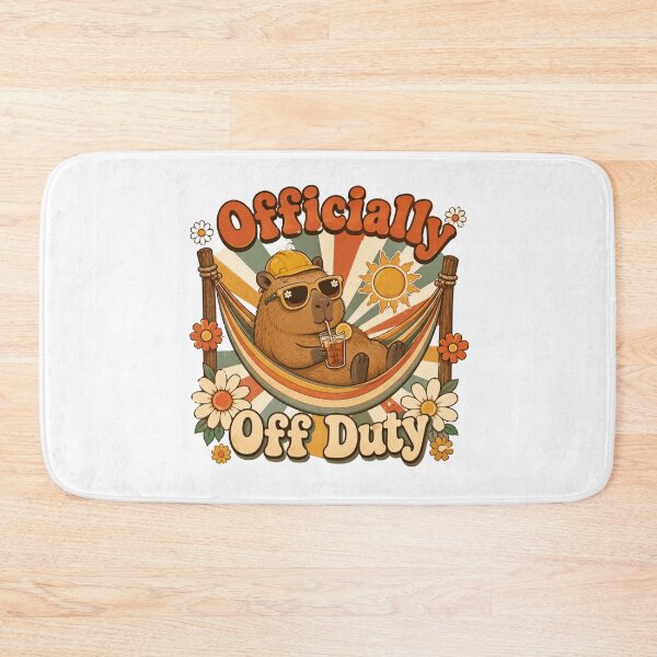 Item preview, Officially Off Duty Capybara Retro 70s Funny Work Vacation Design designed and sold by InspiredCreatives.