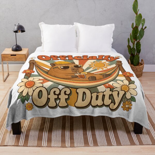 Item preview, Officially Off Duty Capybara Retro 70s Funny Work Vacation Design designed and sold by InspiredCreatives.