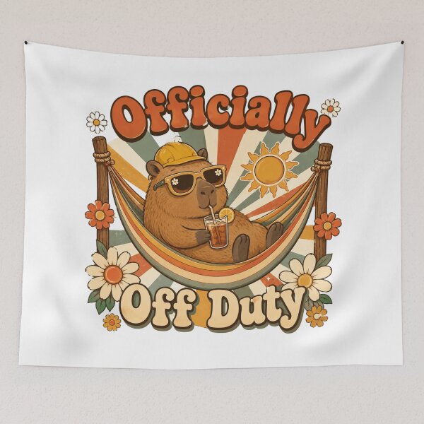 Item preview, Officially Off Duty Capybara Retro 70s Funny Work Vacation Design designed and sold by InspiredCreatives.