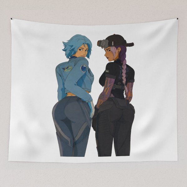 Item preview, Retro Cyberpunk Pin-Up Duo – Sci-Fi Girls designed and sold by Hollow Moon Studios..
