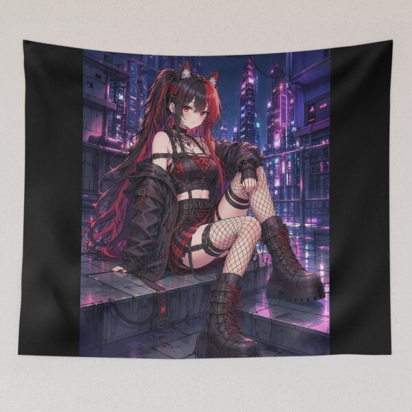 Item preview, Cyber Gothic Neko Girl – Neon Night Anime designed and sold by Revyra Design .