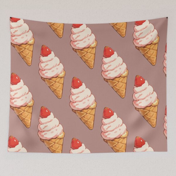 Item preview, Strawberry Ice Cream Cone Pattern – Retro Summer Dessert 7 designed and sold by SimplePoDesign.