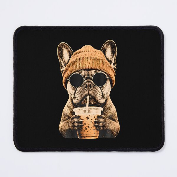 Item preview, French Bulldog Hipster Dog Drinking Iced Coffee Sunglasses designed and sold by ripgoatclothing.
