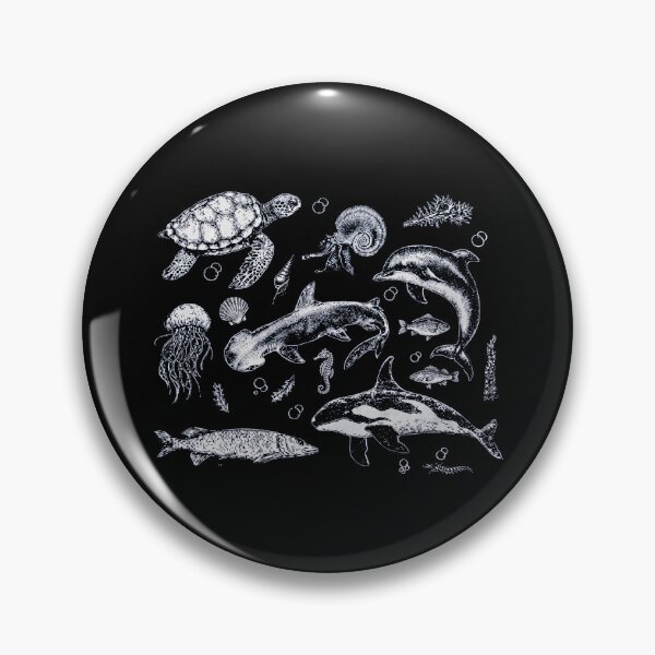 Item preview, Vintage Ocean Animals Shirt Marine Life Engraving Sea Turtle Shark Orca Tee designed and sold by fungyar.