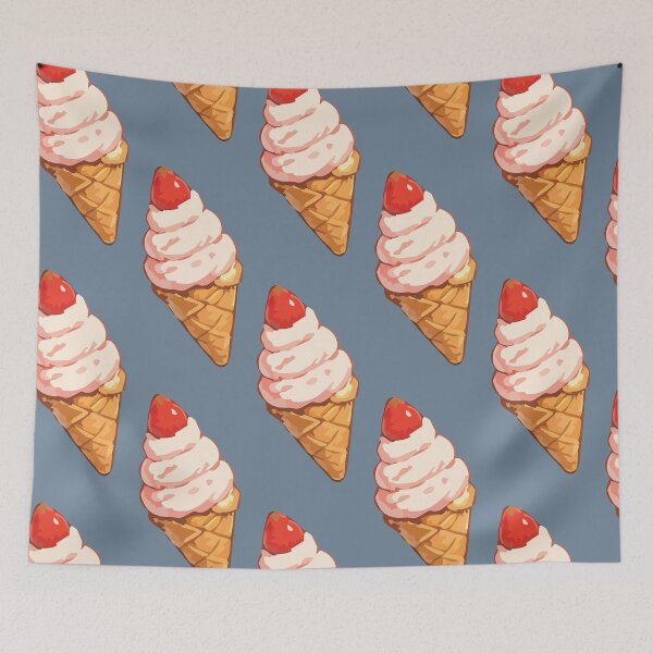 Item preview, Strawberry Ice Cream Cone Pattern – Retro Summer Dessert 8 designed and sold by SimplePoDesign.