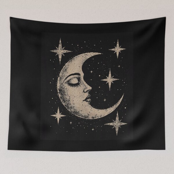 Item preview, Celestial Moon Face Crescent Moon Boho Gothic Astrology designed and sold by ripgoatclothing.