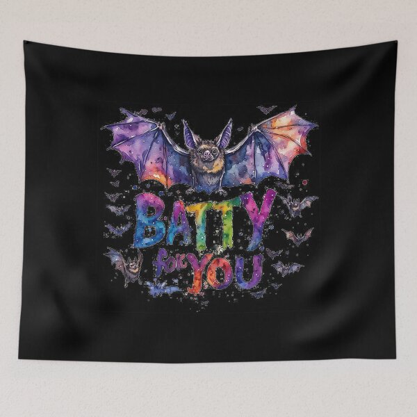 Item preview, Watercolor Batty For You Cute Big Bat Halloween Typography designed and sold by emiliacreations.