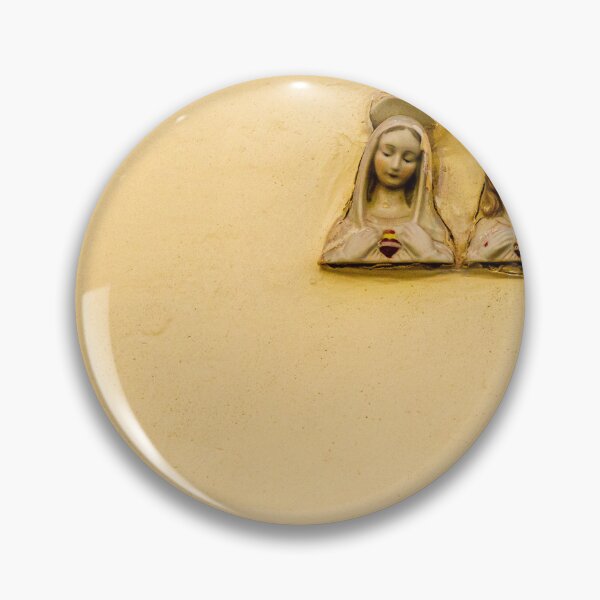 Item preview, Small Ceramic Relief of Virgin Mary and Jesus With Sacred Heart on Yellow Wall designed and sold by Nmallia.
