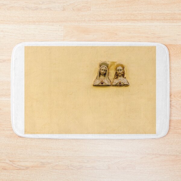 Item preview, Small Ceramic Relief of Virgin Mary and Jesus With Sacred Heart on Yellow Wall designed and sold by Nmallia.