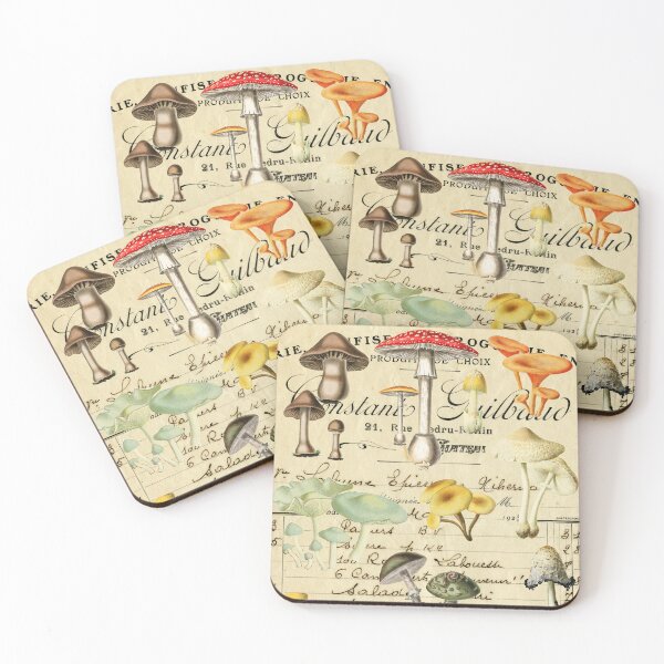 Item preview, For The Love of Fungi Vintage Mushroom Illustrations Collage designed and sold by mockingbirdmuse.