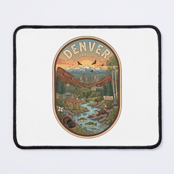 Item preview, Denver Colorado Vintage City & Mountain Sunset Badge designed and sold by LittleArij.