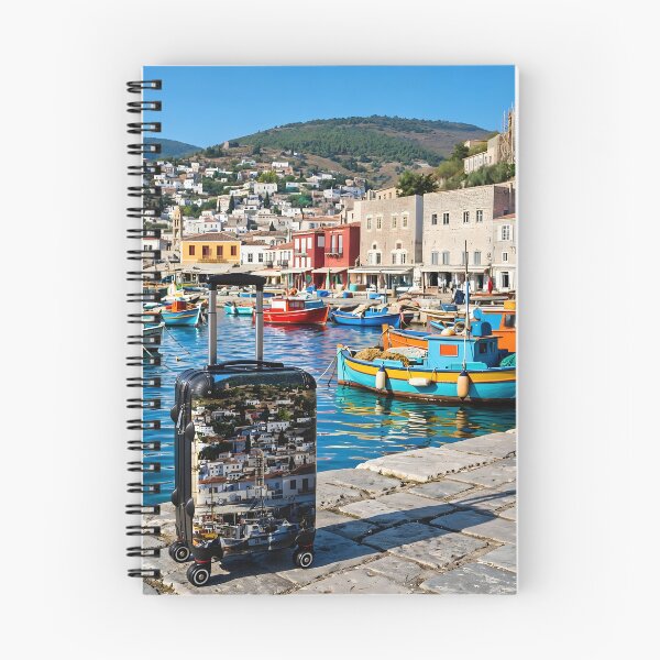 Item preview, Hydra Harbor Greece - Colorful Fishing Boats in Greek Island Harbor | Travel Art designed and sold by Ela Art Space .